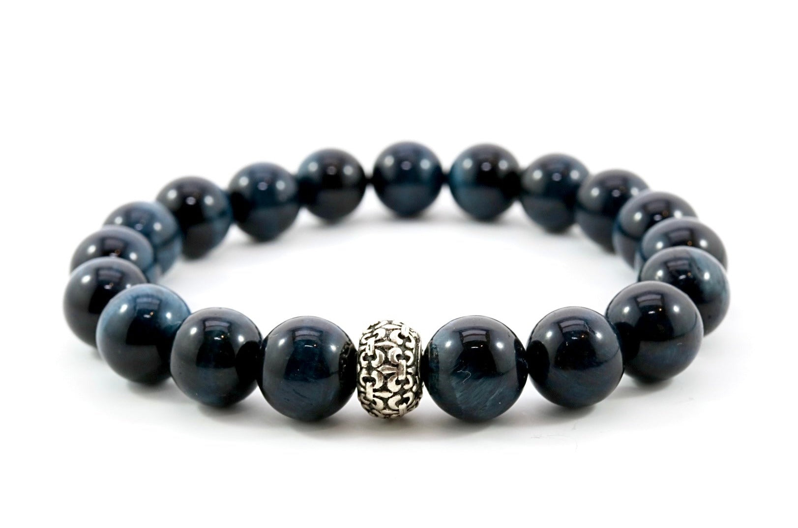 Men's Dark Blue Tiger Eye Classic | Silver - 10mm