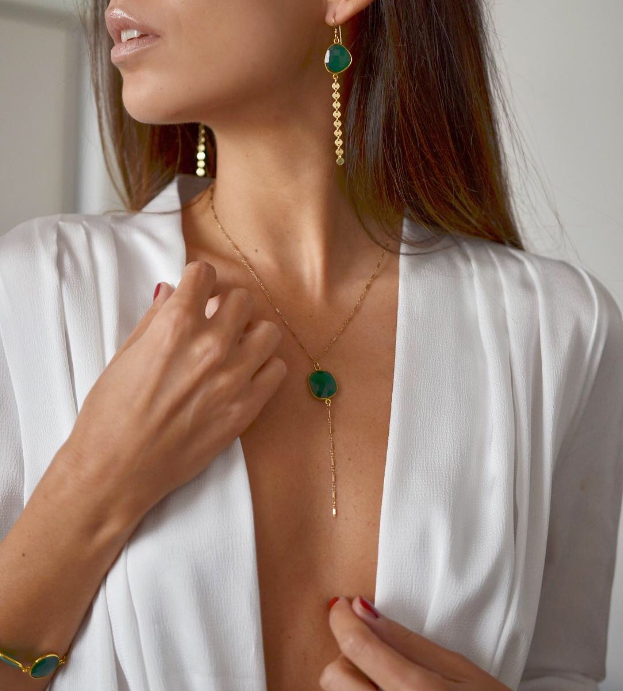 Lariat Stone | Green Onyx