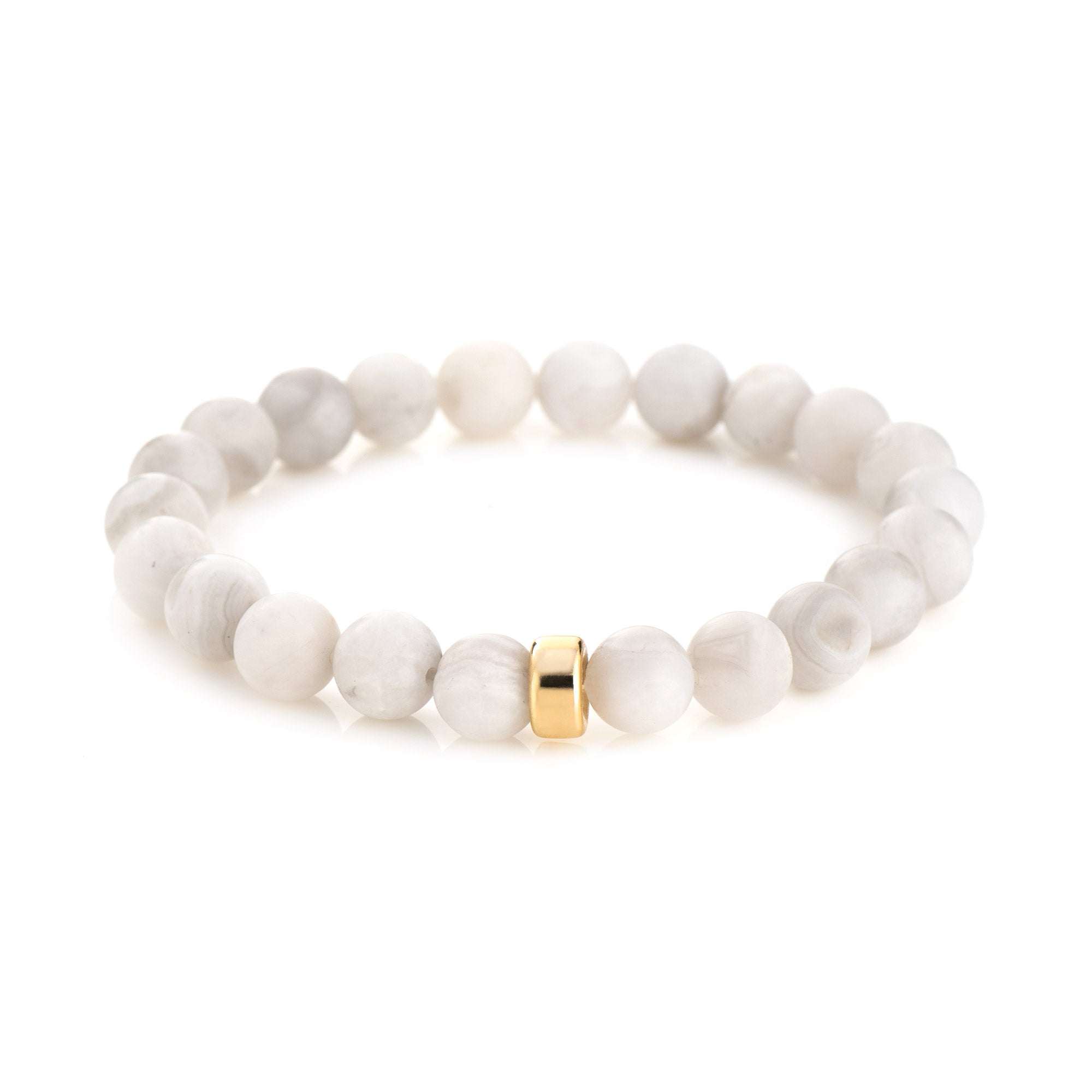 White Agate Classic | 8mm - Gold