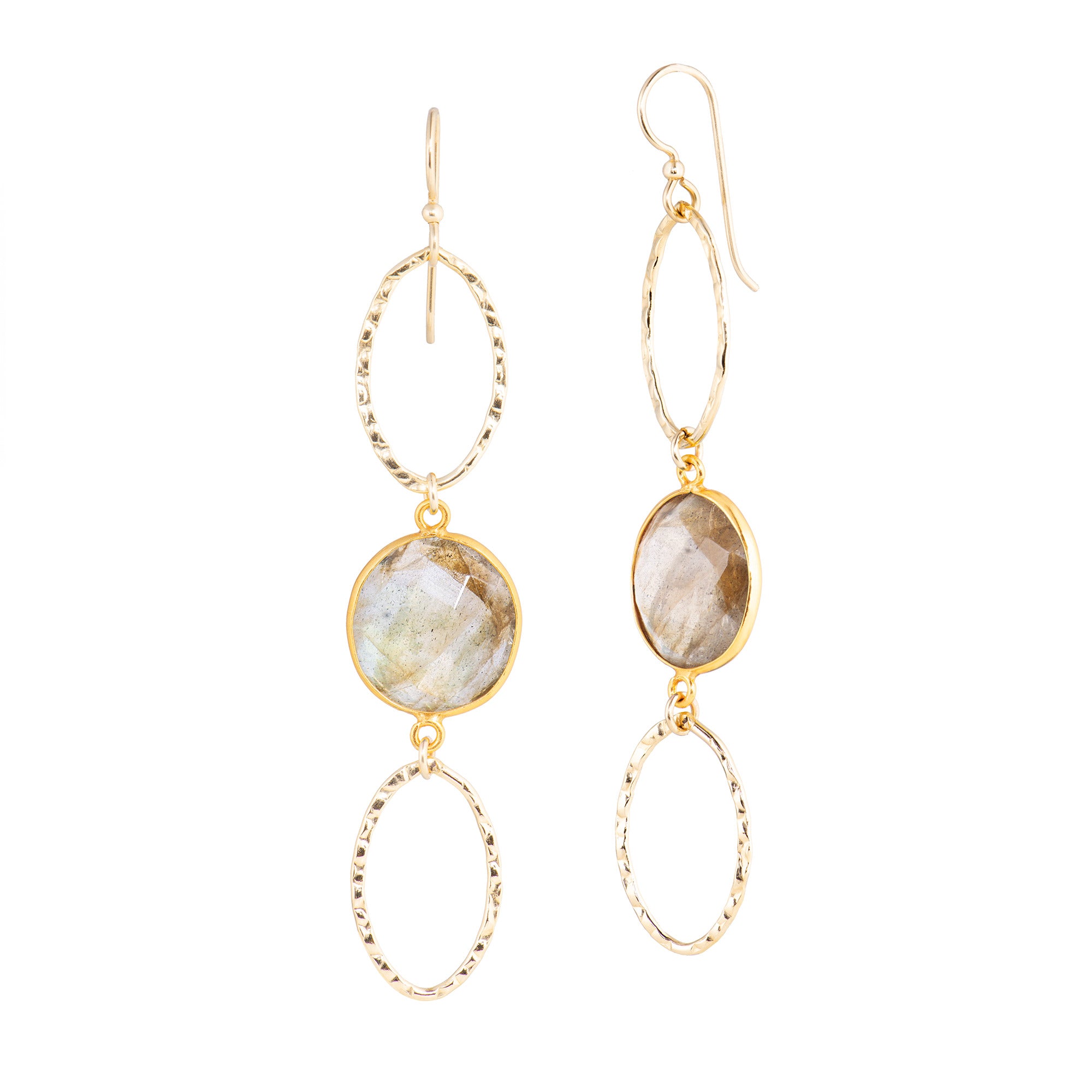 Oval Stone Hoops | Labradorite