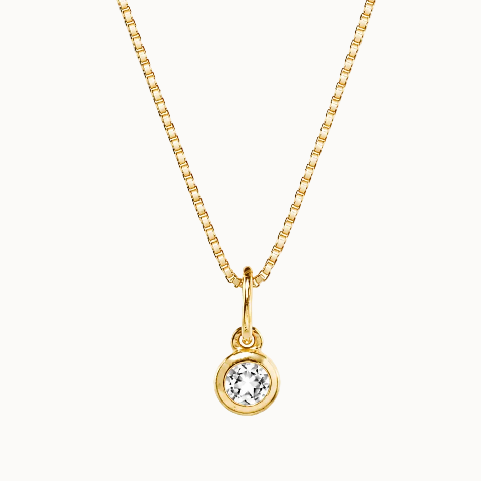 Bezel Necklace - White Topaz