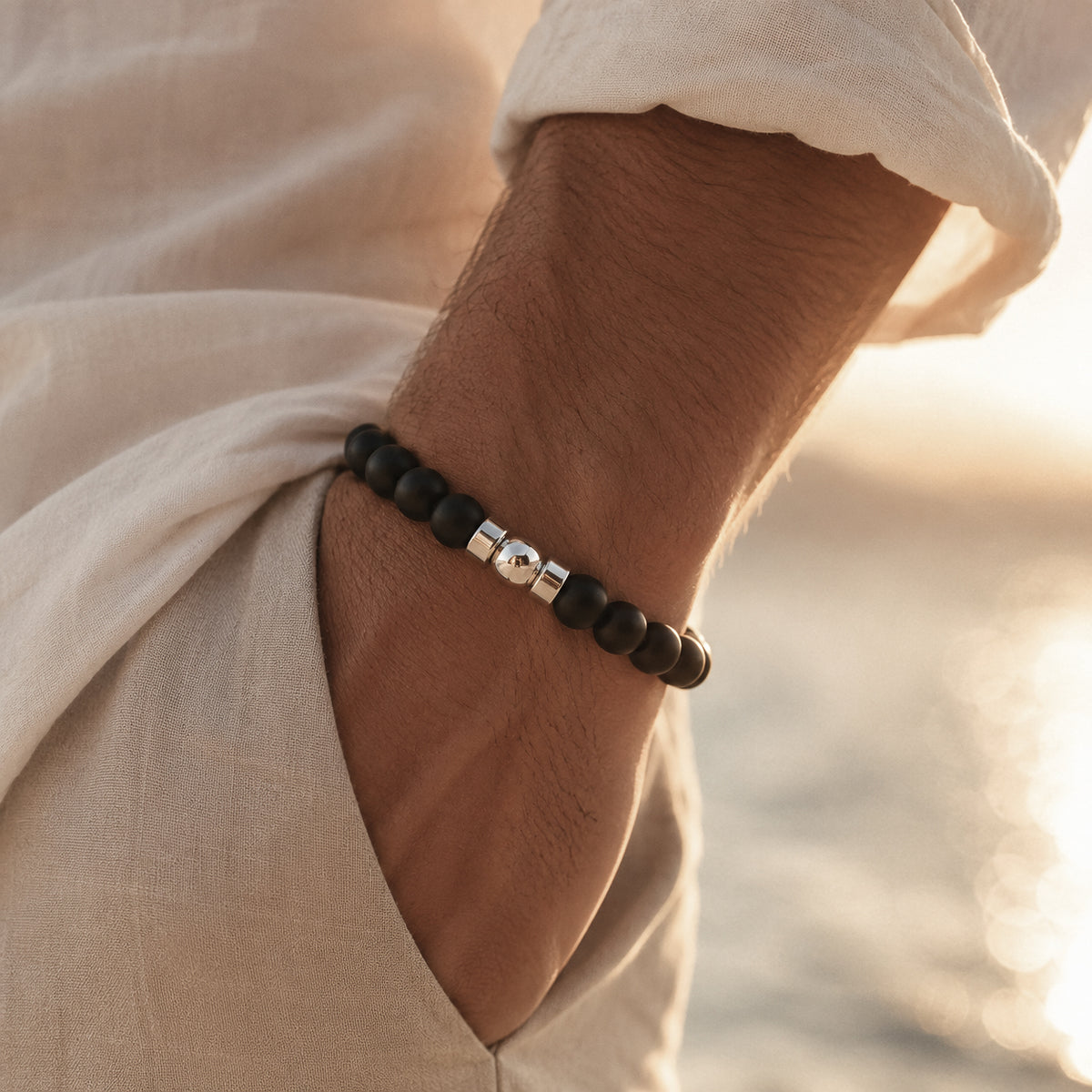 Men's Black Onyx Extra | Silver - 10mm