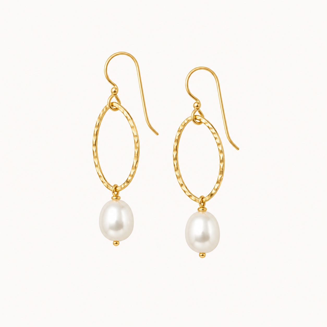Oval Pearl Drop Earrings
