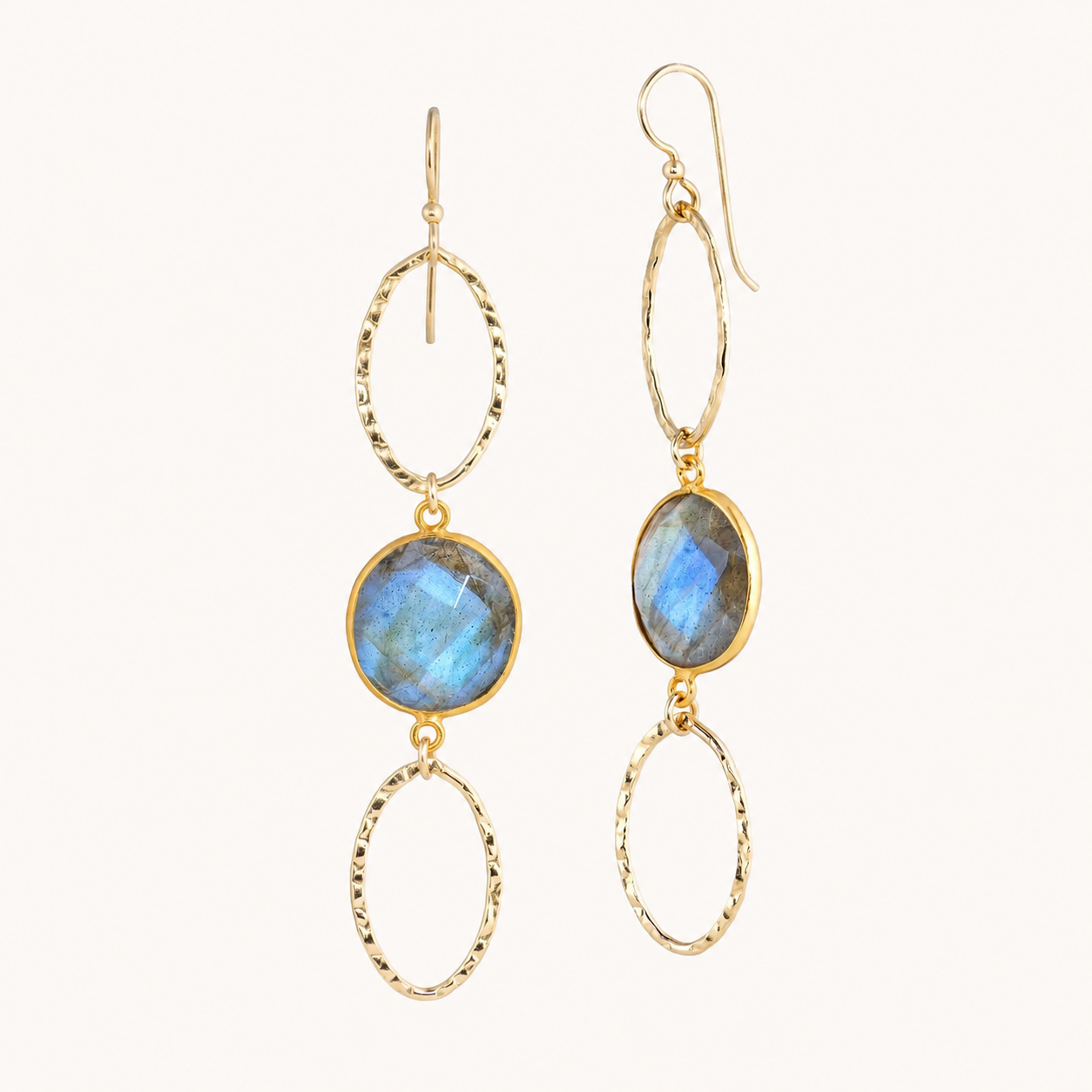 Oval Stone Hoops | Labradorite