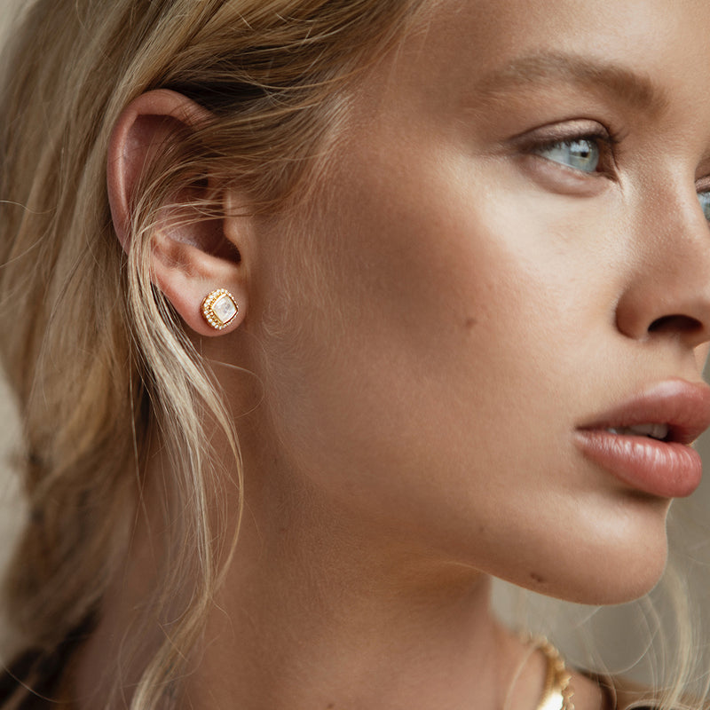 Danica Studs | Green Onyx