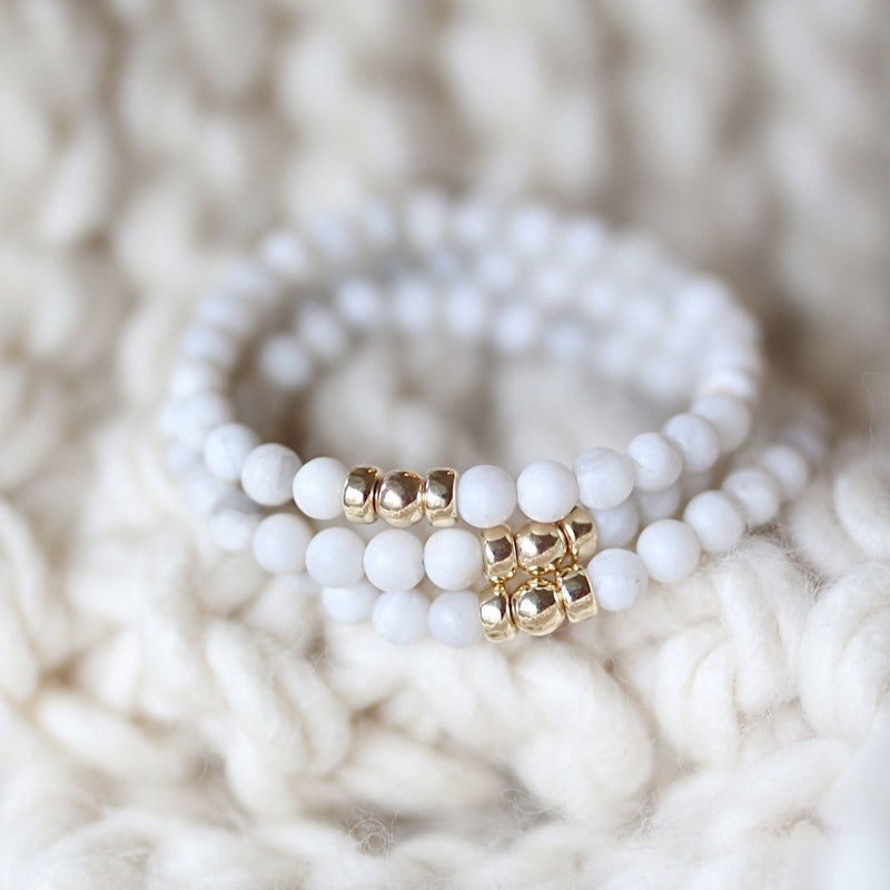 White Agate Extra | 6mm - Gold